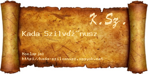 Kada Szilvánusz névjegykártya